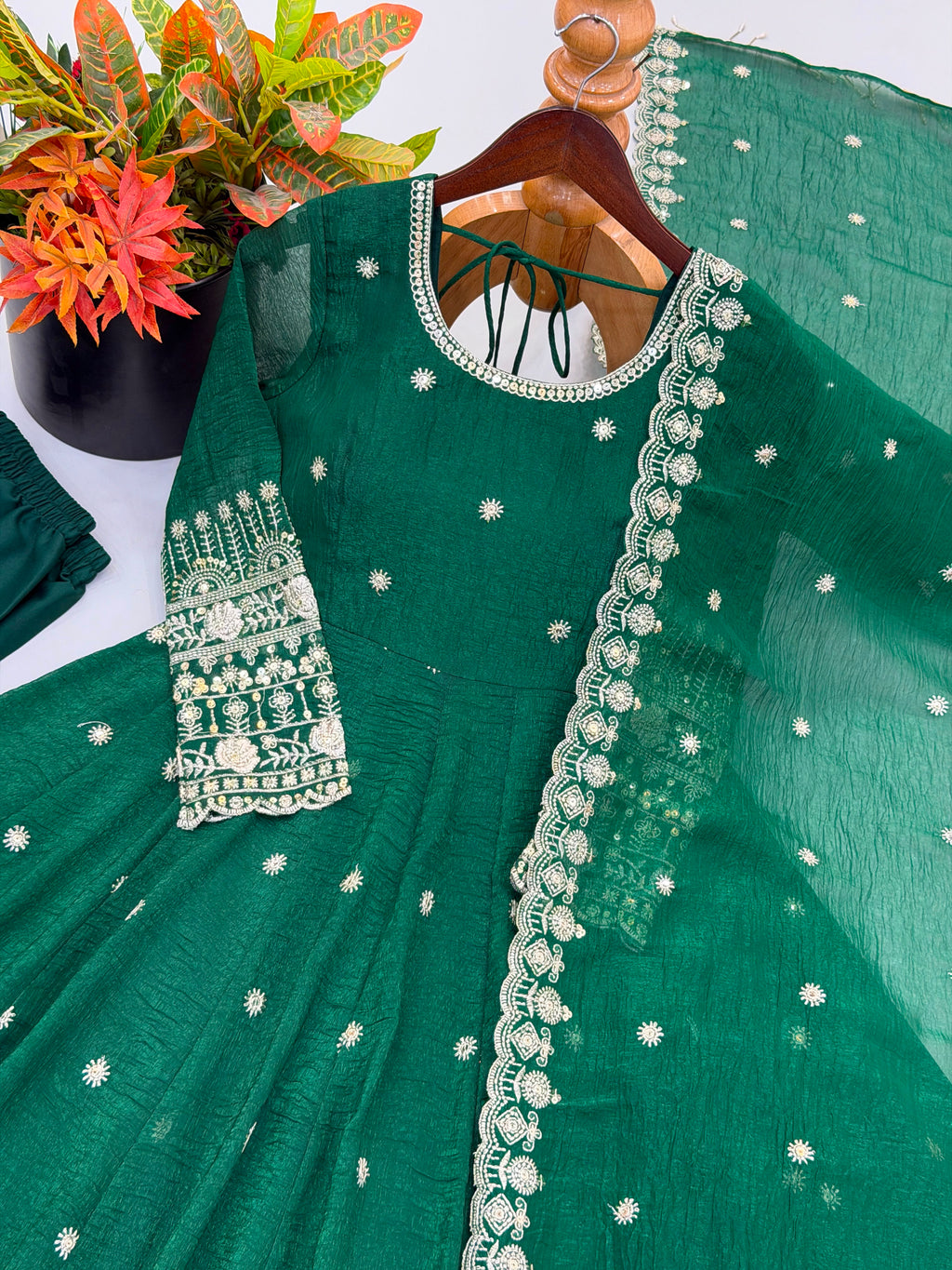 Ethnic Gown, Pant and Dupatta Set