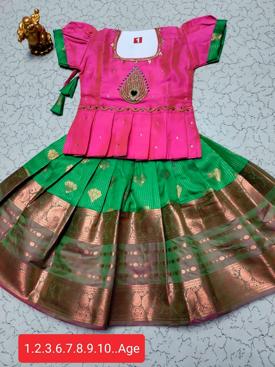 Fancy Silk Pavadai Set for Kids
