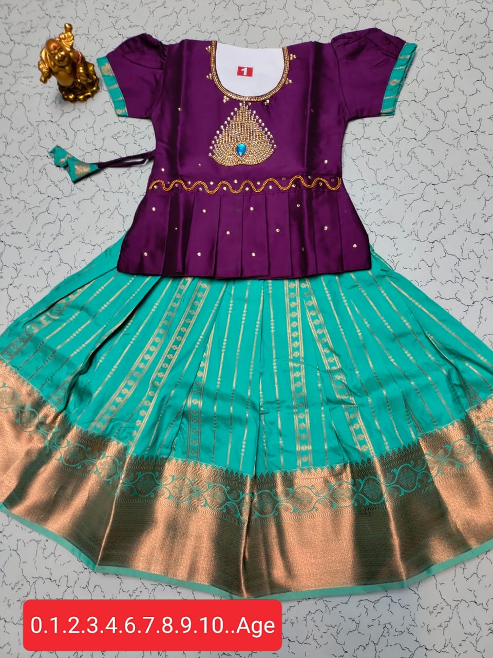 Fancy Silk Pavadai Set for Kids