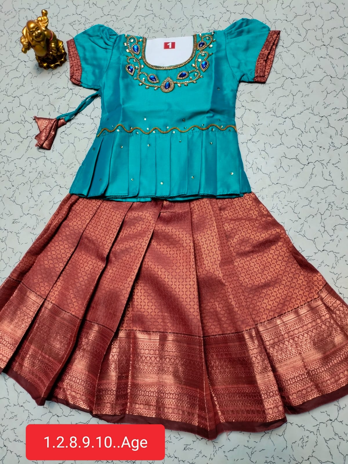 Fancy Silk Pavadai Set for Kids