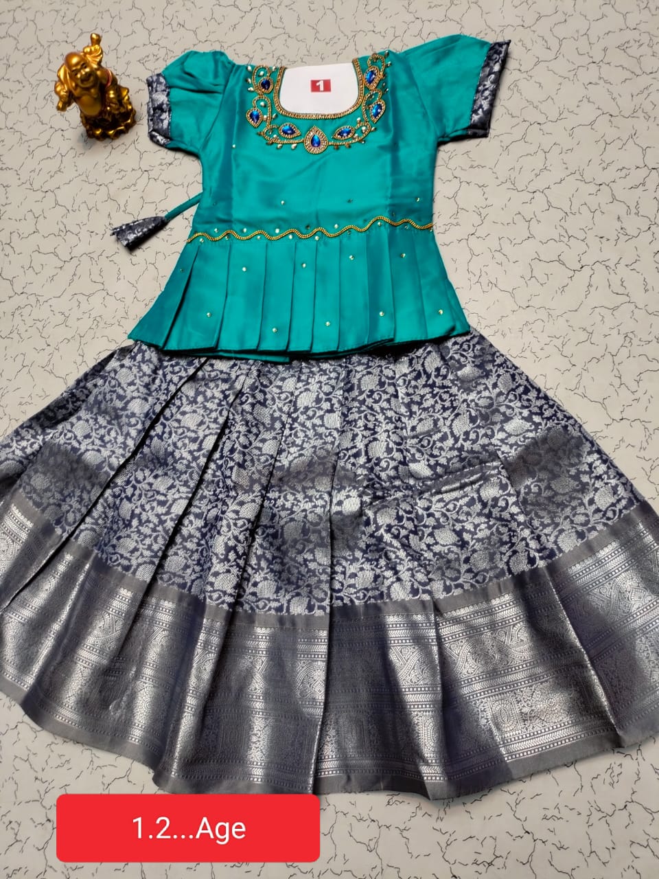 Fancy Silk Pavadai Set for Kids