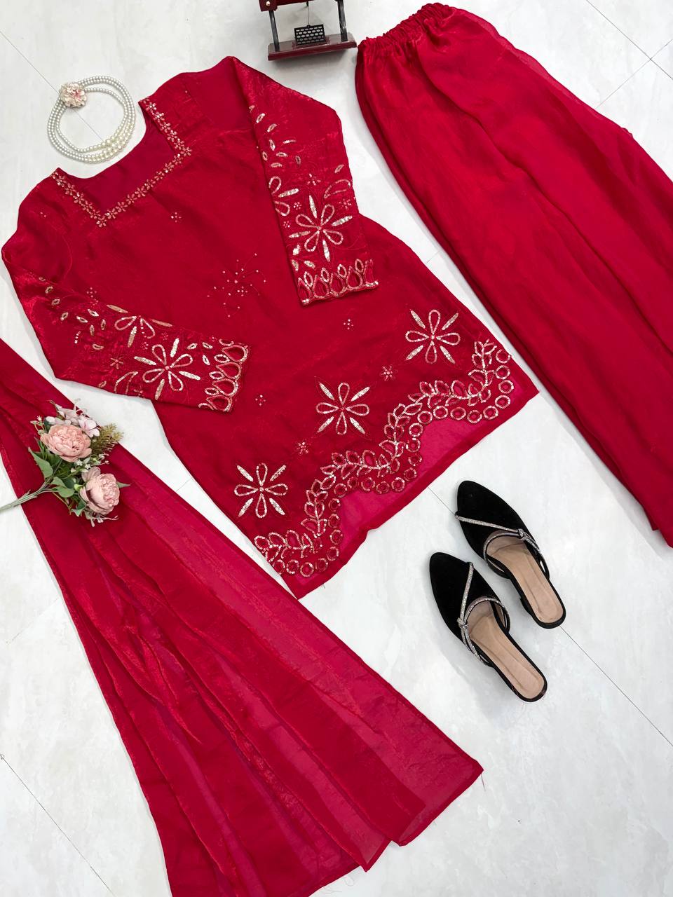 Ethnic Wear Designer Top, Bottom and Dupatta Set