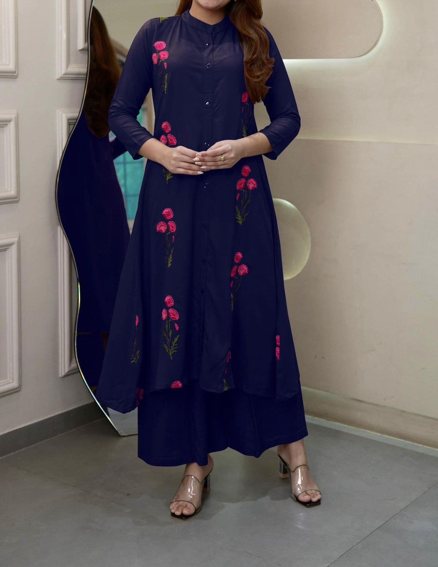 Long Flair Kurti with Palazzo Set