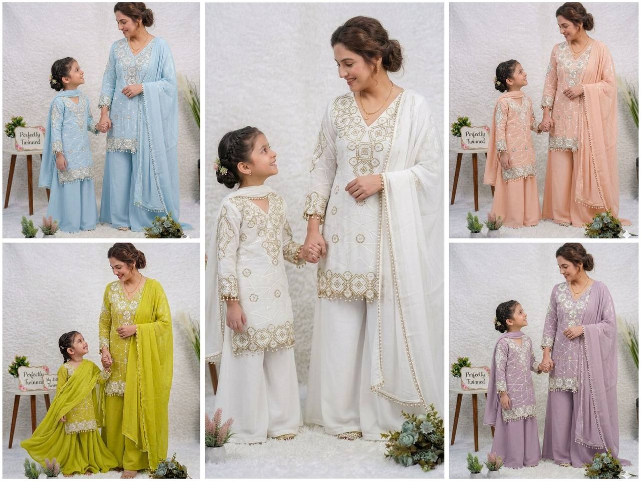 Premium Georgette Embroidered Palazzo Set - For Kids