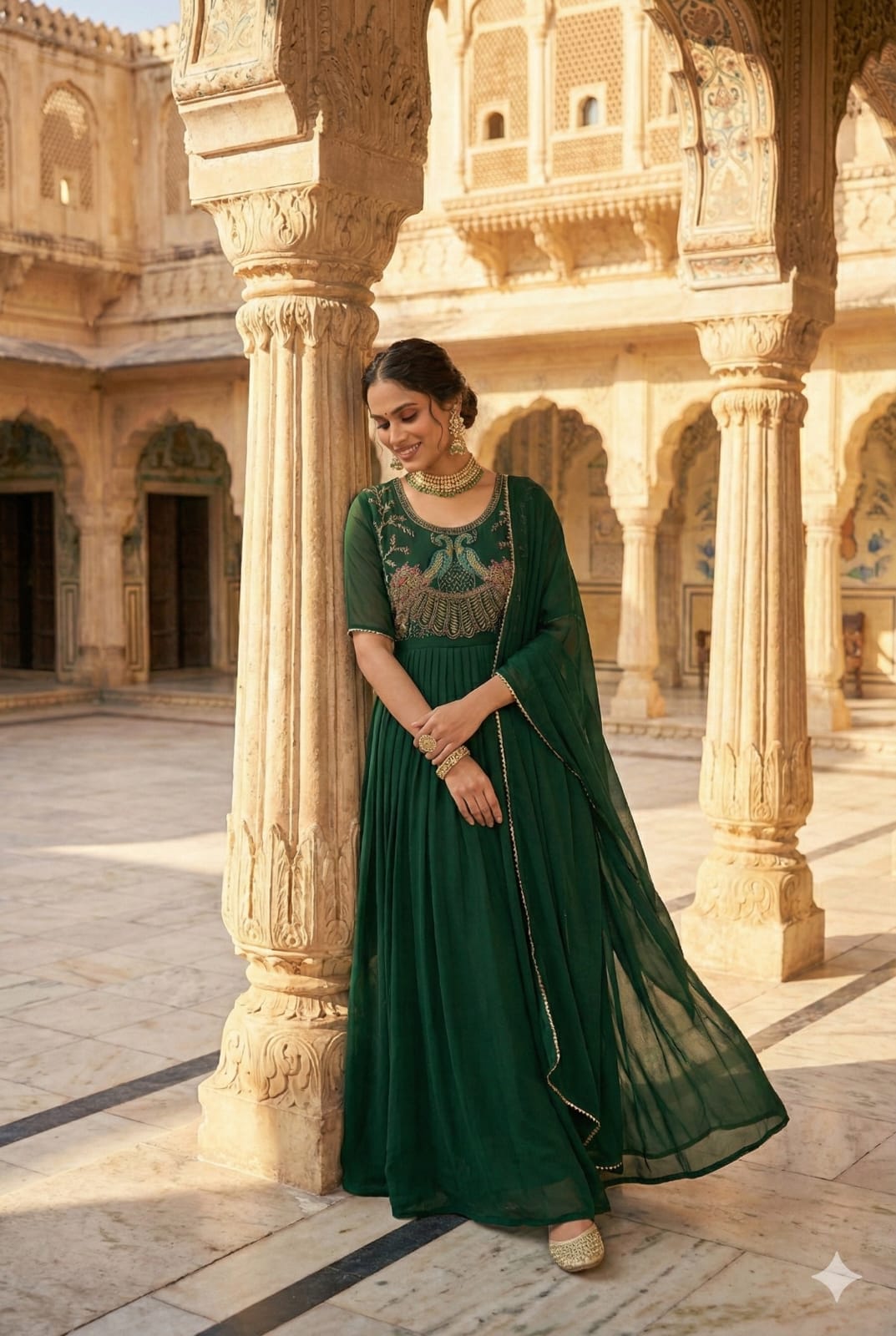 Georgette Embroidered Gown