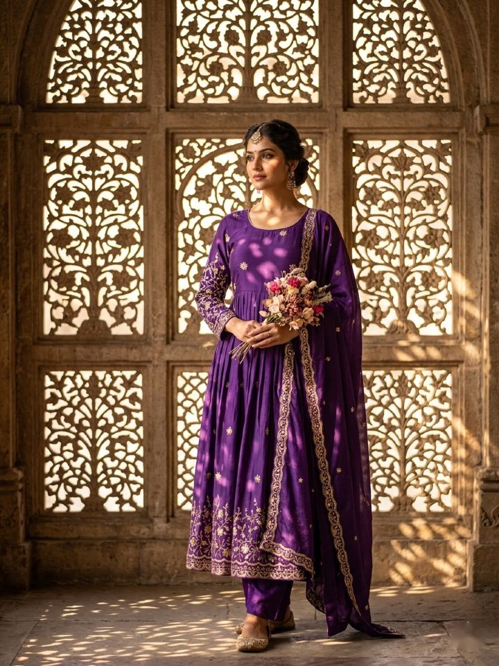 Designer Gown, Pant & Dupatta Set