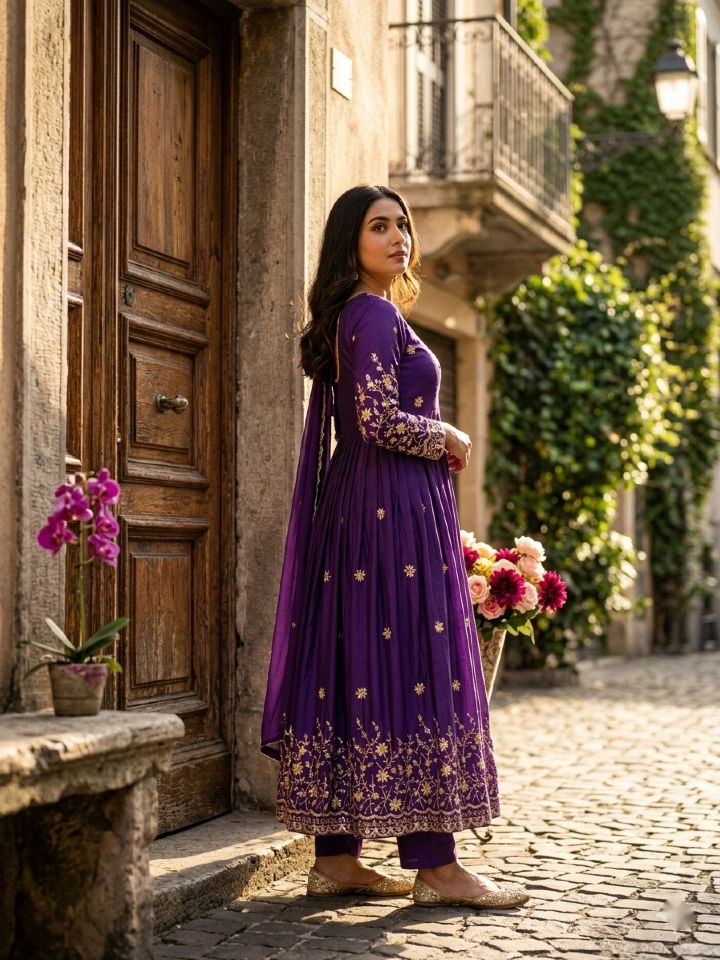 Designer Gown, Pant & Dupatta Set