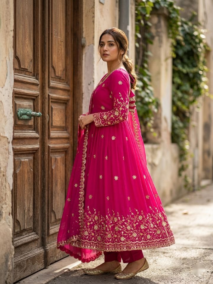 Designer Gown, Pant & Dupatta Set