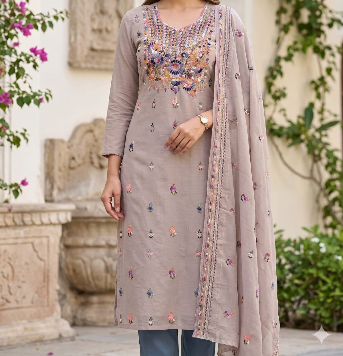 Exclusive Hand Embroidered Dress Material