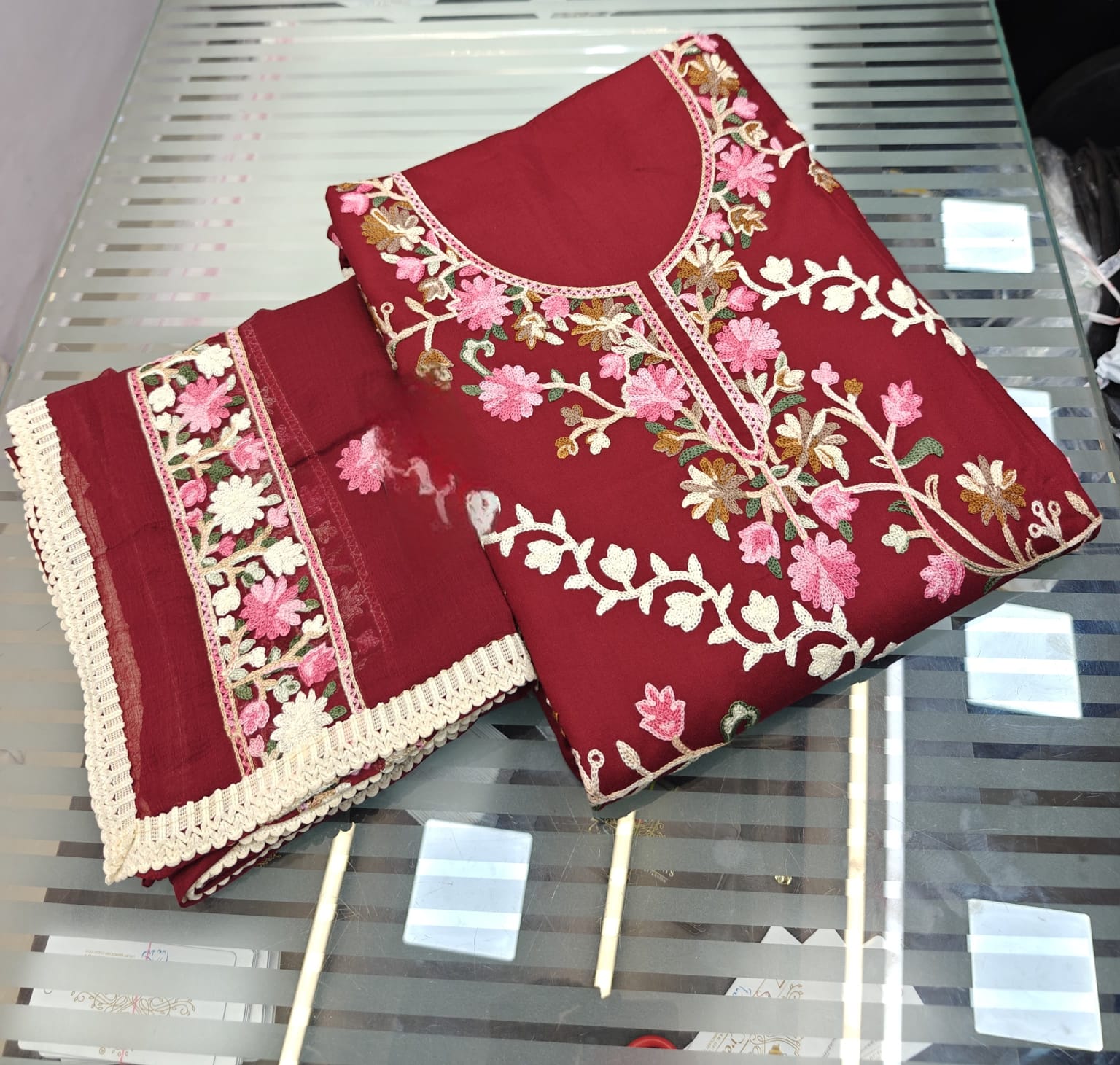 Rayon & Georgette Designer Dress Material Set