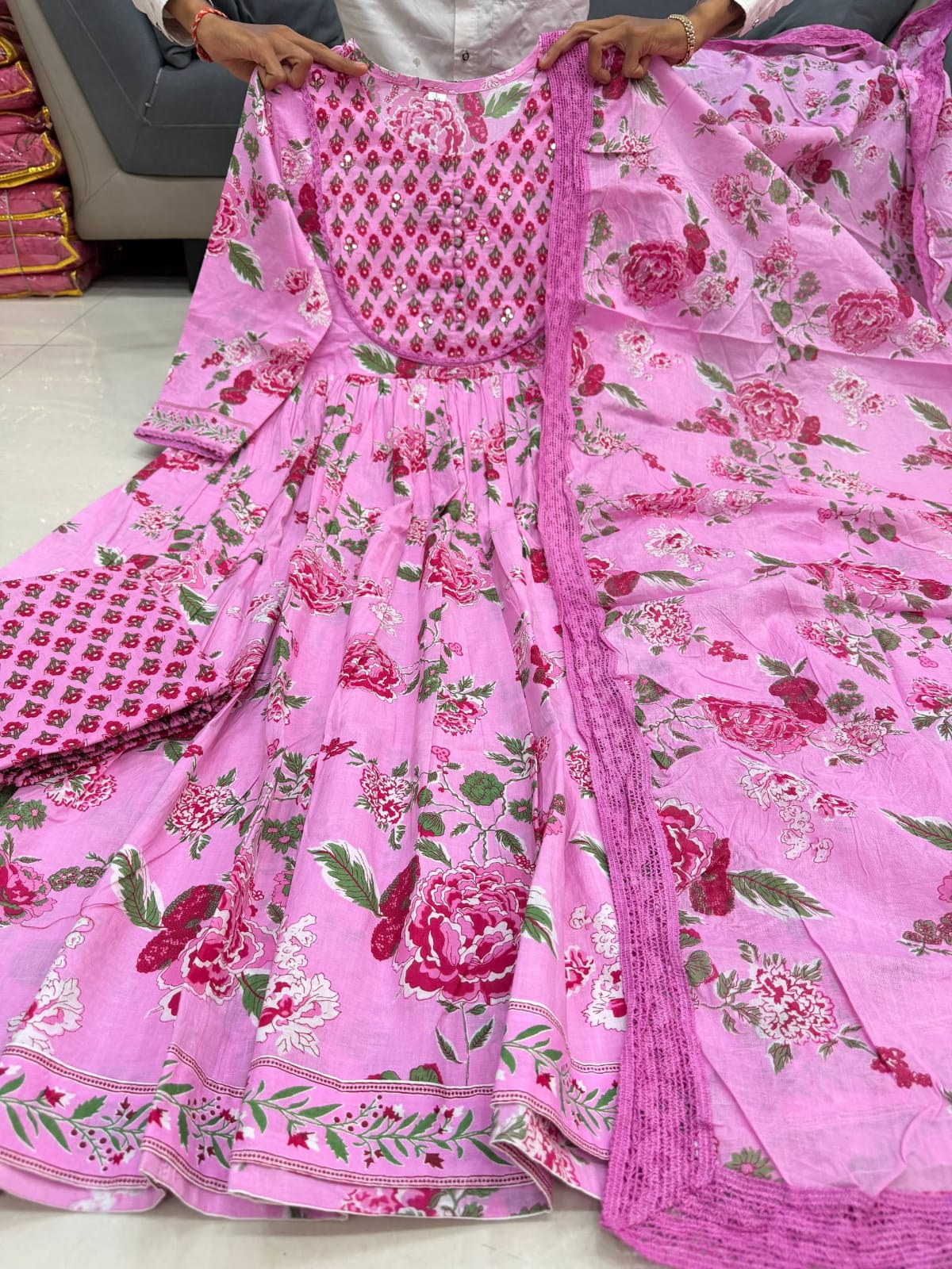 Anarkali, Pant & Dupatta Set