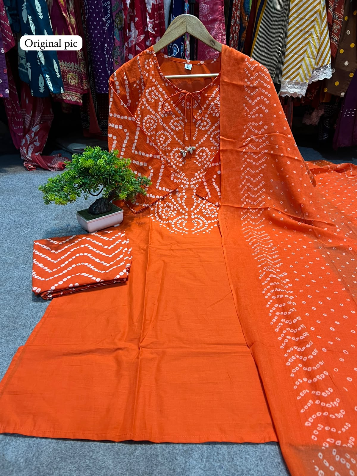 Jaipuri Cotton Kurti, Pant & Dupatta Set