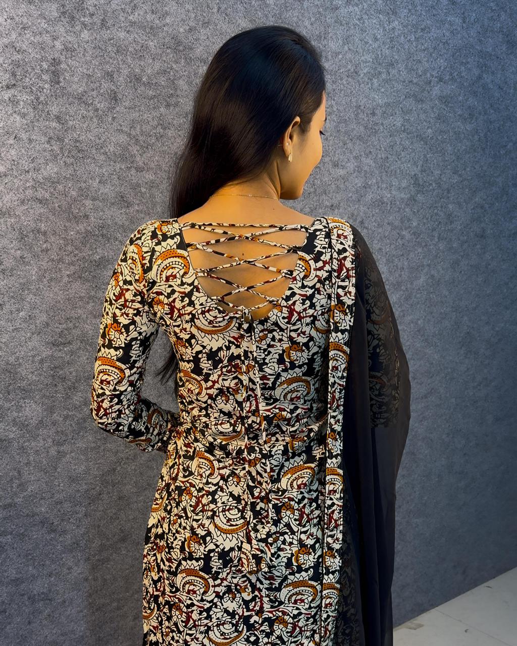 Kalamkari Printed Kurti Set with Dupatta