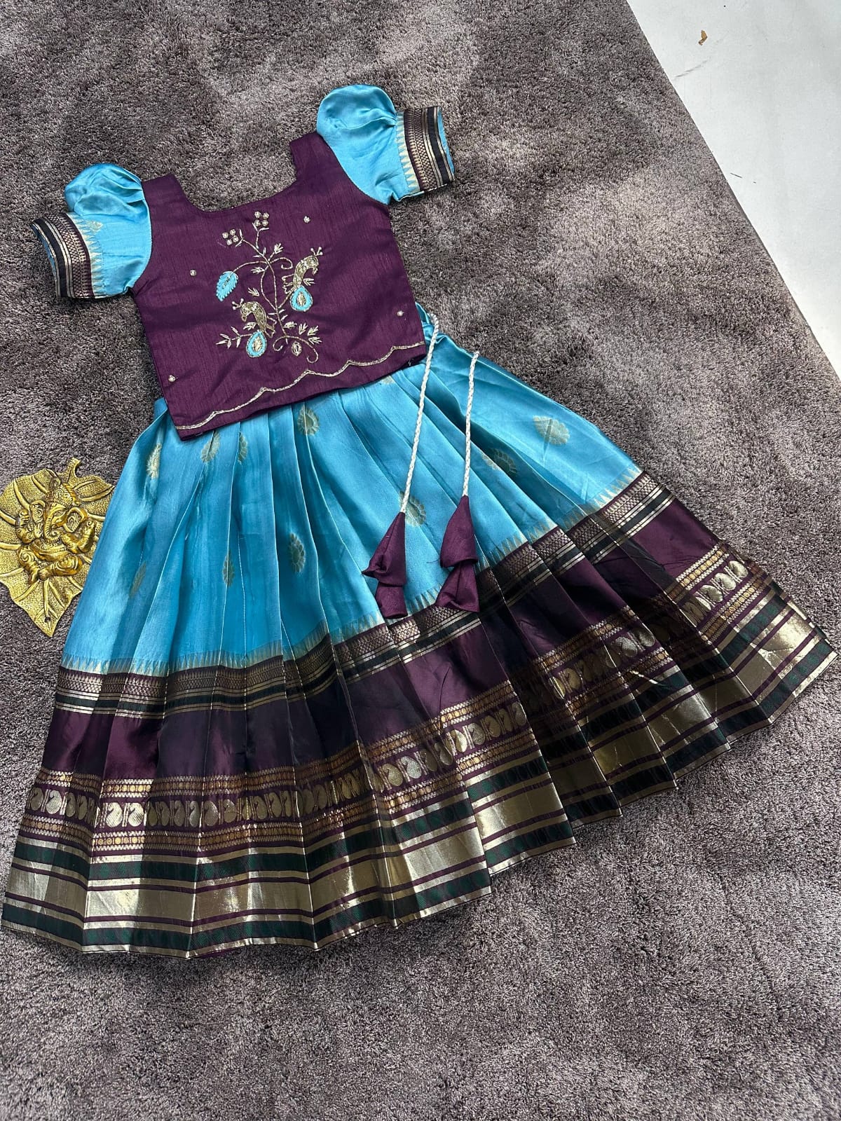 Kids Fully Stitched Pure Silk Lehenga Set