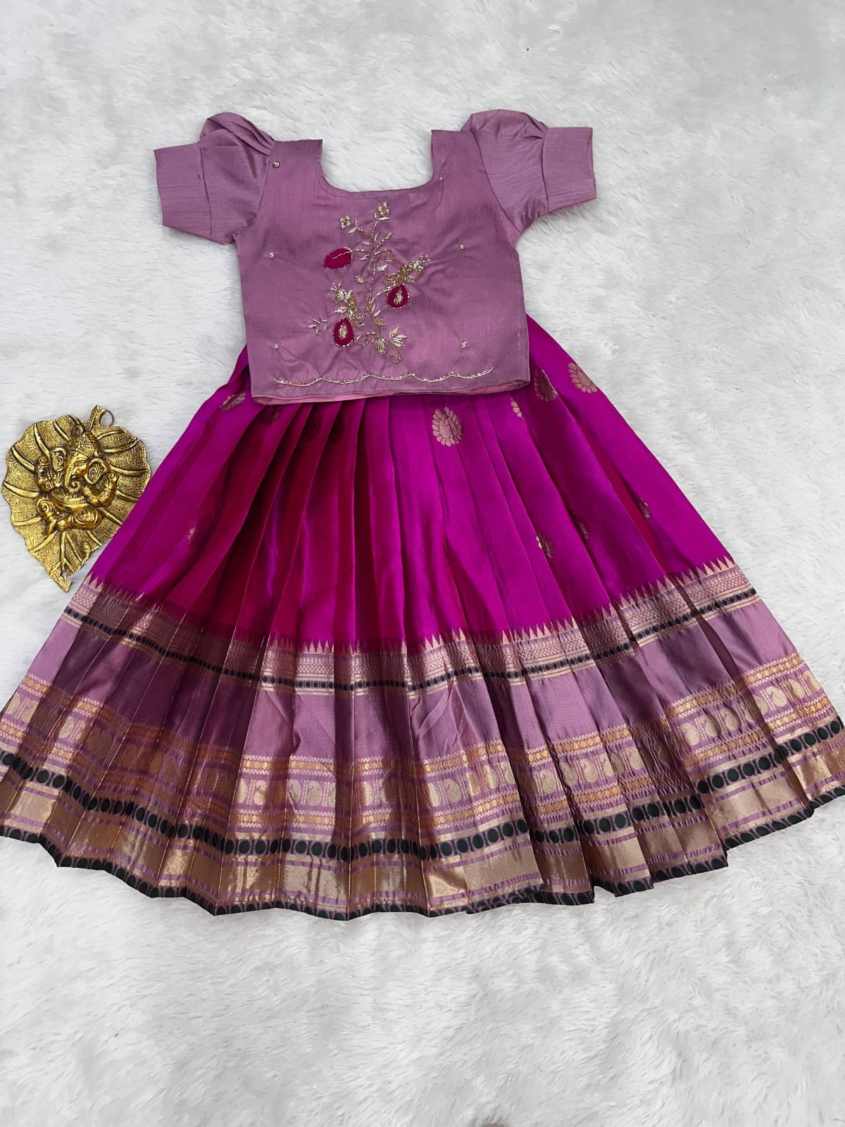 Kids Fully Stitched Pure Silk Lehenga Set