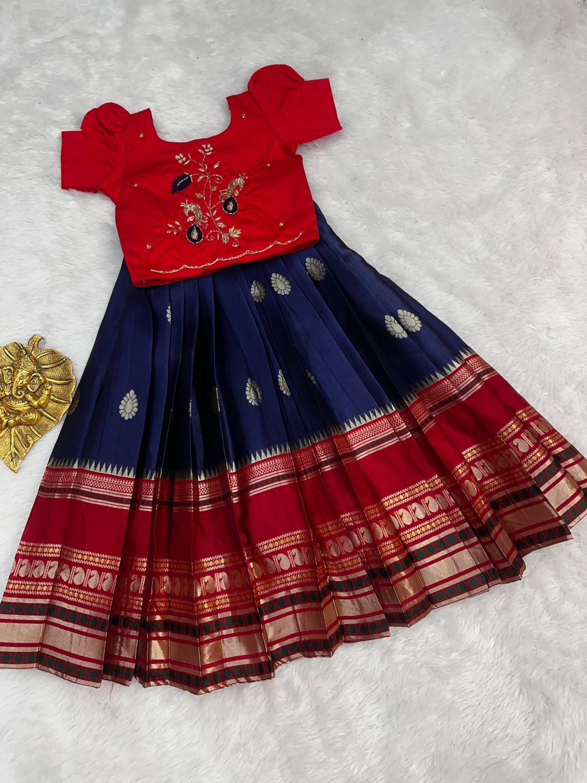 Kids Fully Stitched Pure Silk Lehenga Set