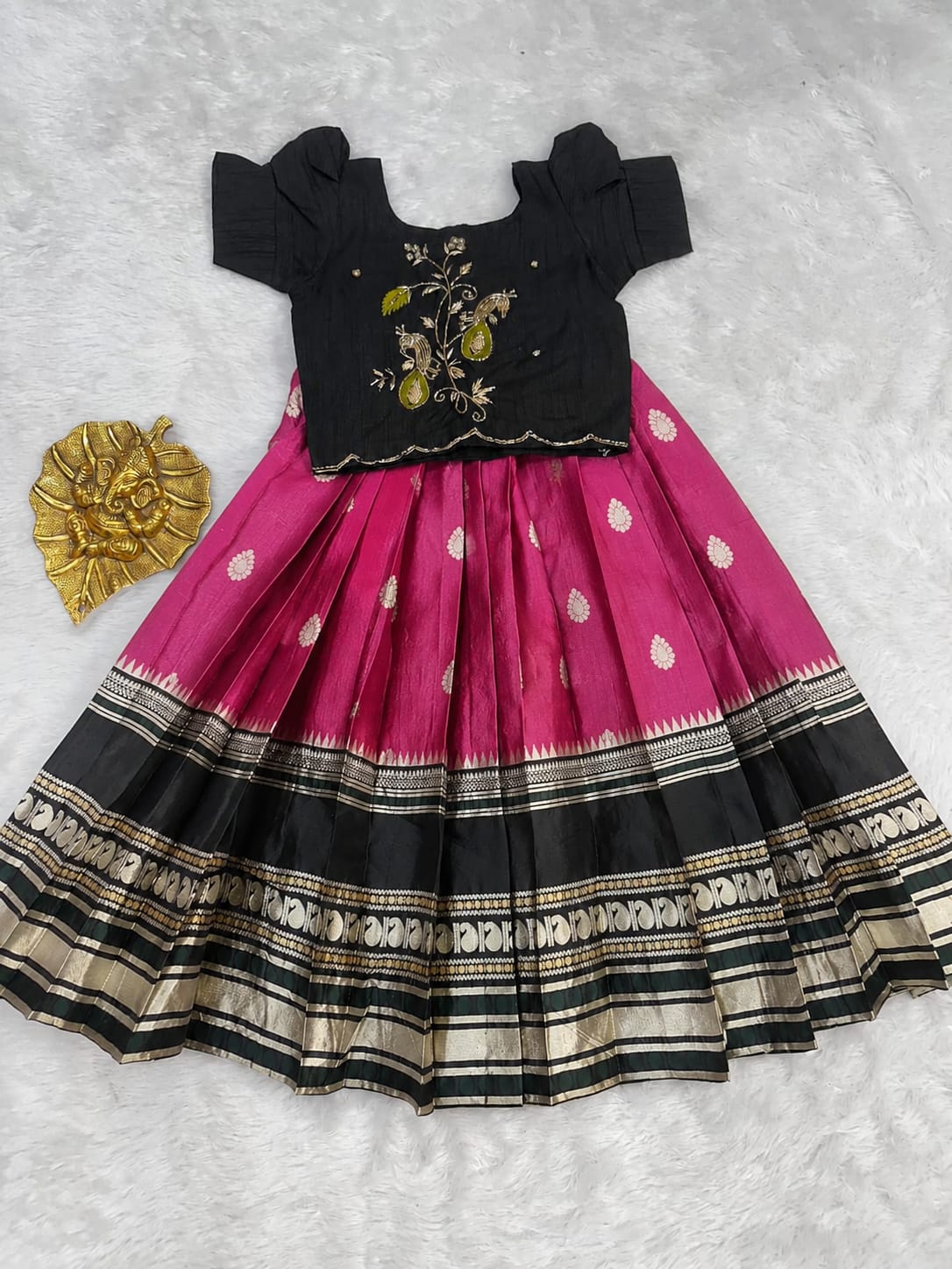 Kids Fully Stitched Pure Silk Lehenga Set
