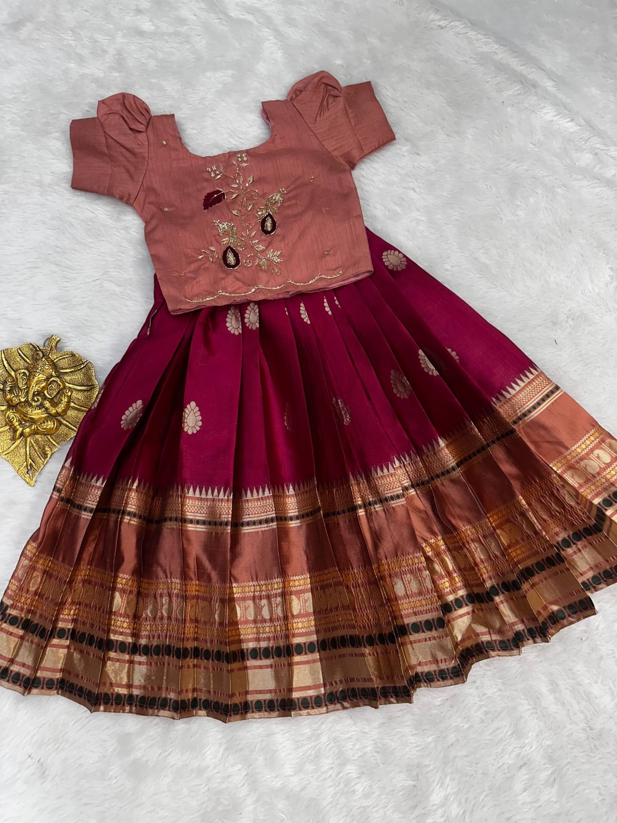 Kids Fully Stitched Pure Silk Lehenga Set