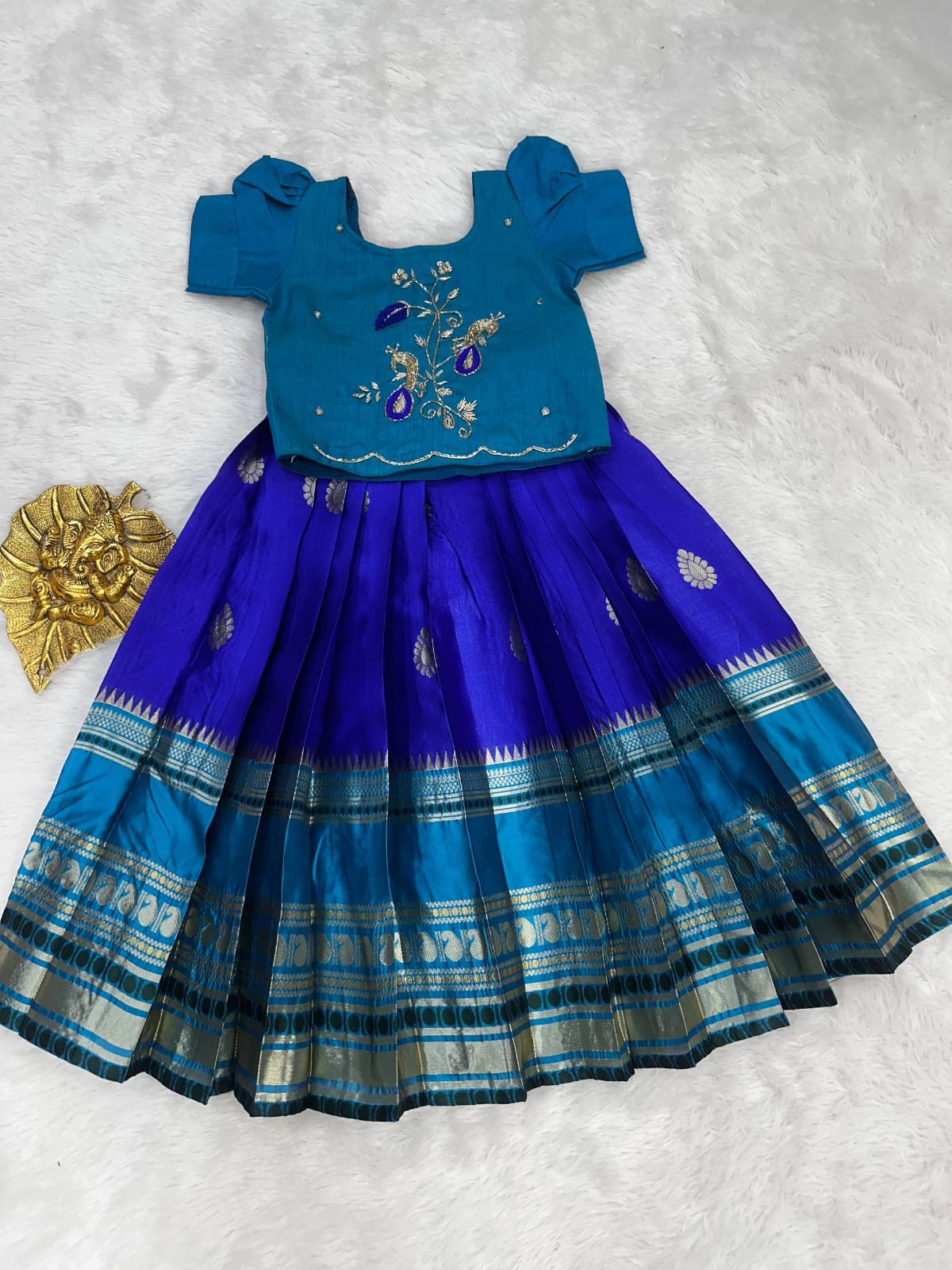 Kids Fully Stitched Pure Silk Lehenga Set