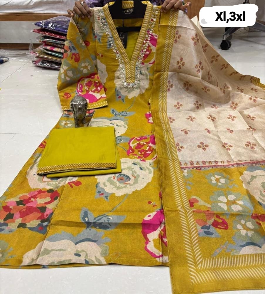 Handwork Kurti set with Pant & Dupatta