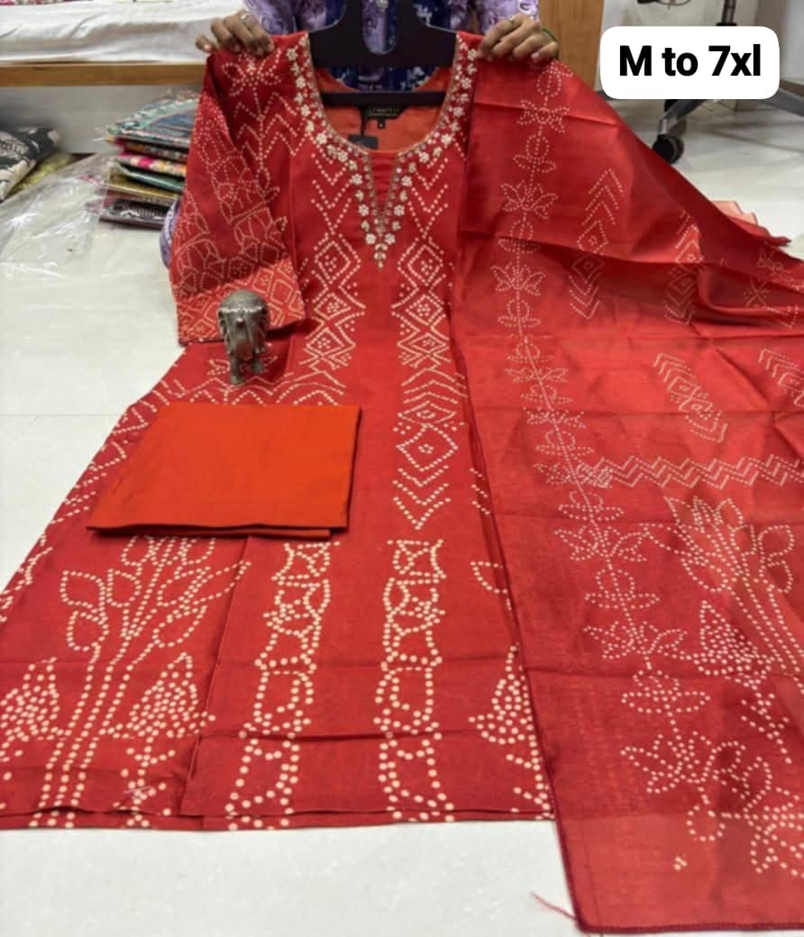 Handwork Kurti set with Pant & Dupatta
