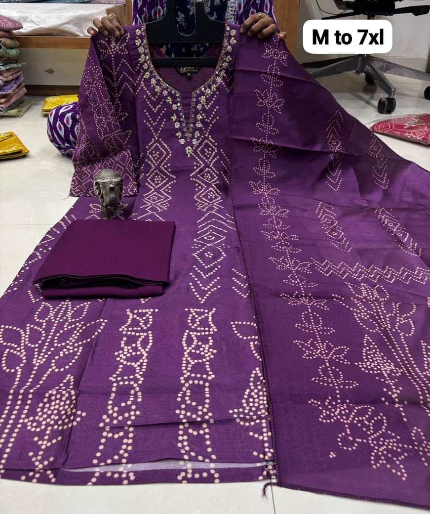 Handwork Kurti set with Pant & Dupatta
