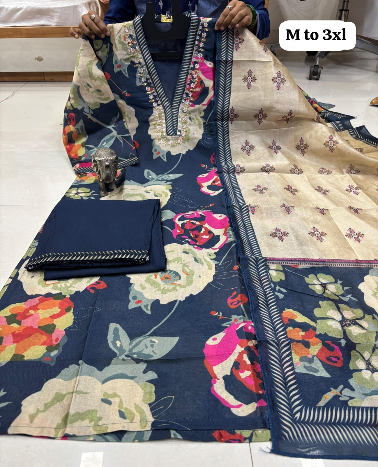 Handwork Kurti set with Pant & Dupatta