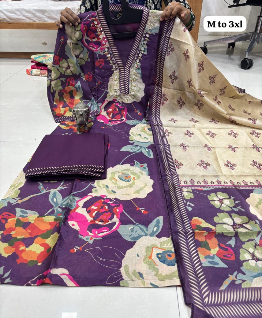Handwork Kurti set with Pant & Dupatta
