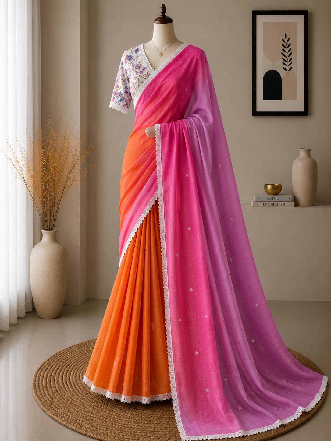 Premium Printed Linen Saree