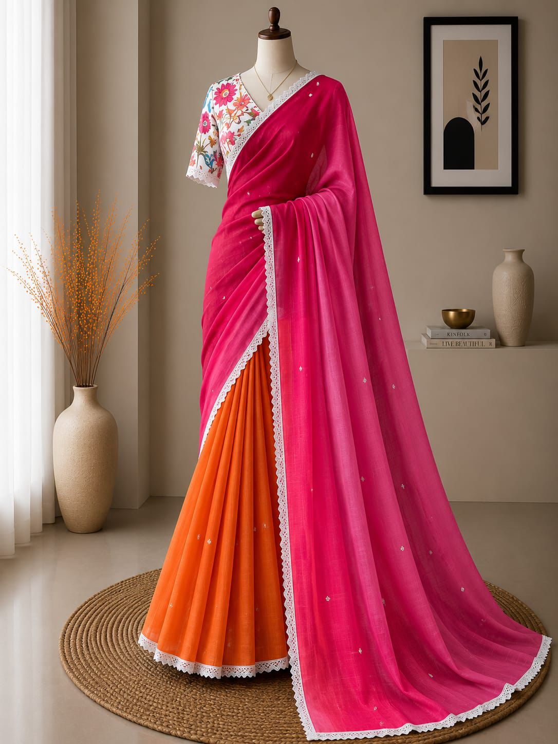 Premium Printed Linen Saree