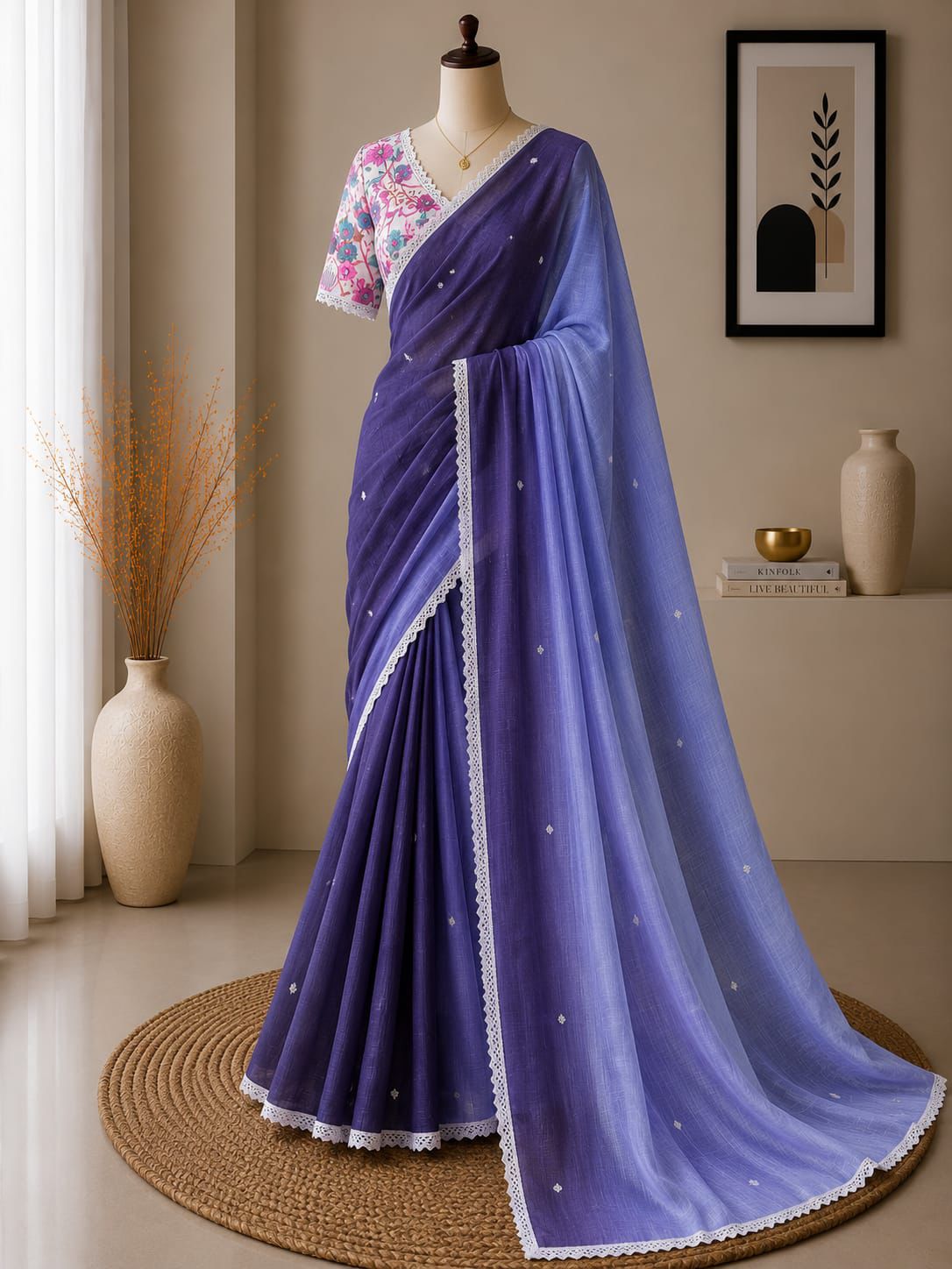 Premium Printed Linen Saree