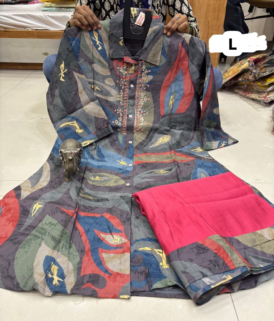Maslin Silk Kurti with Sharara Palazzo