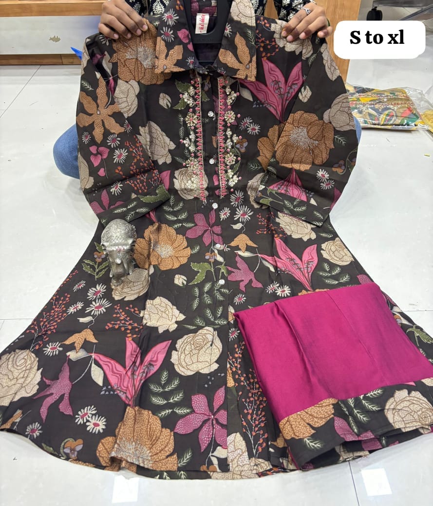 Maslin Silk Kurti with Sharara Palazzo