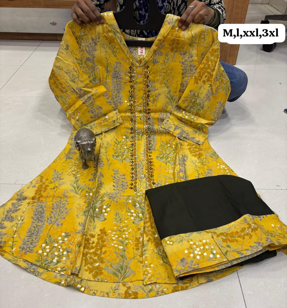 Maslin Silk Kurti with Sharara Palazzo