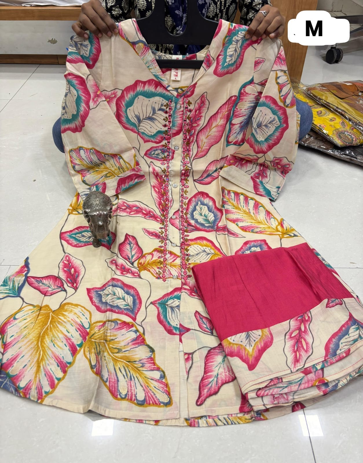 Maslin Silk Kurti with Sharara Palazzo