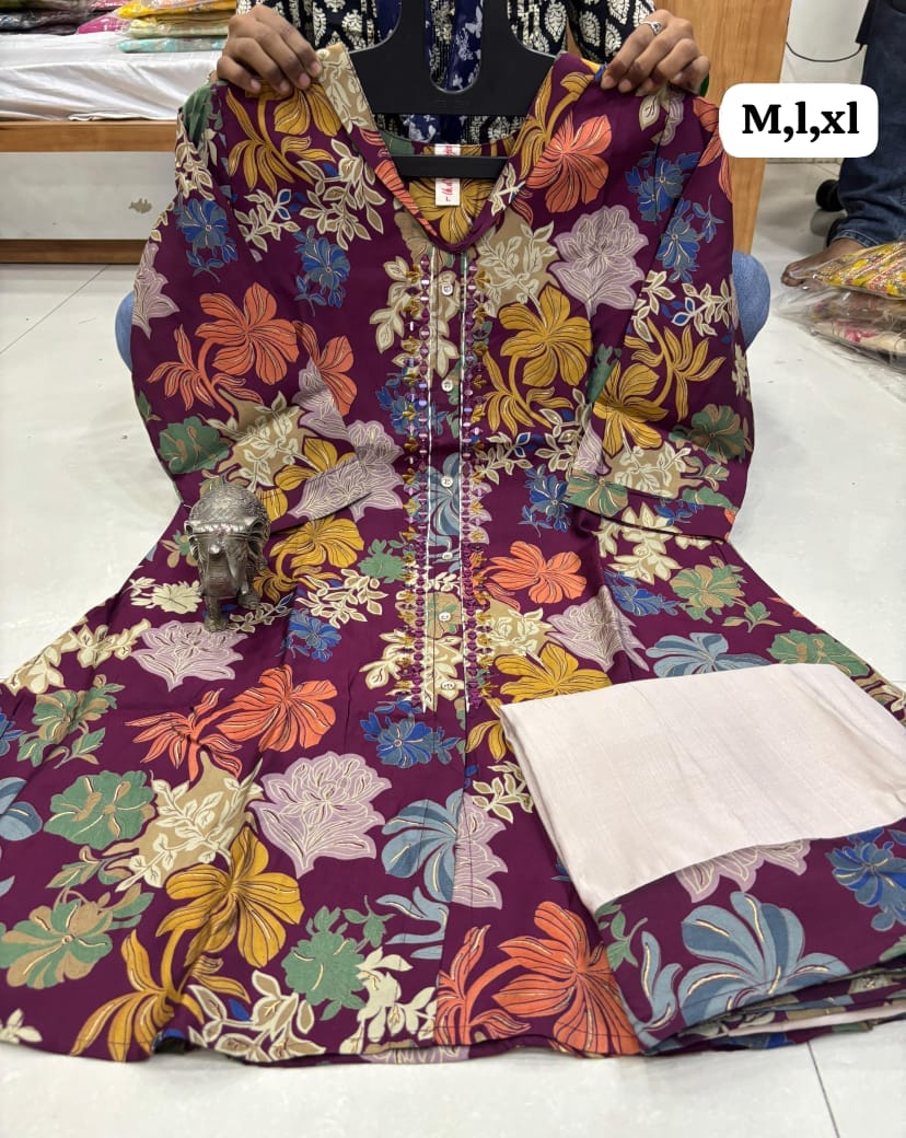 Maslin Silk Kurti with Sharara Palazzo
