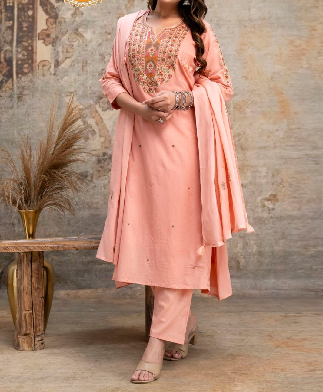 Mul Mul Cotton Kurti, Pant & Dupatta Set