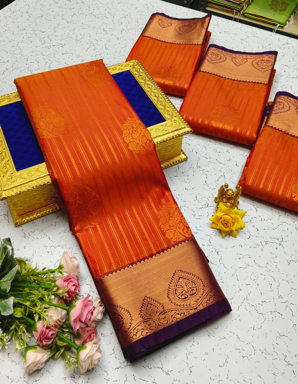 Vaira Oosi Orange Silk Bridal Saree