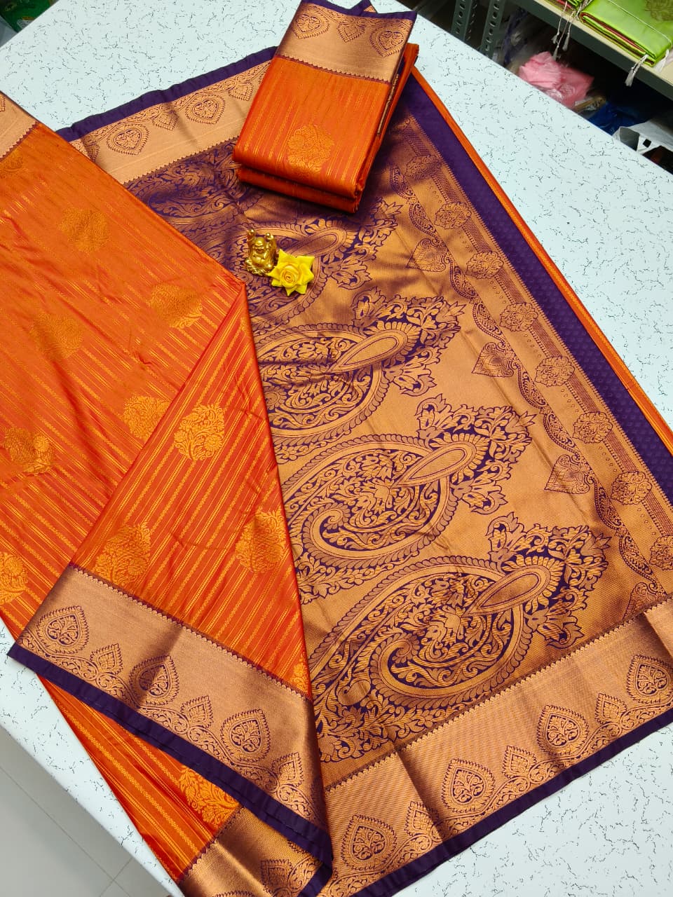 Vaira Oosi Orange Silk Bridal Saree