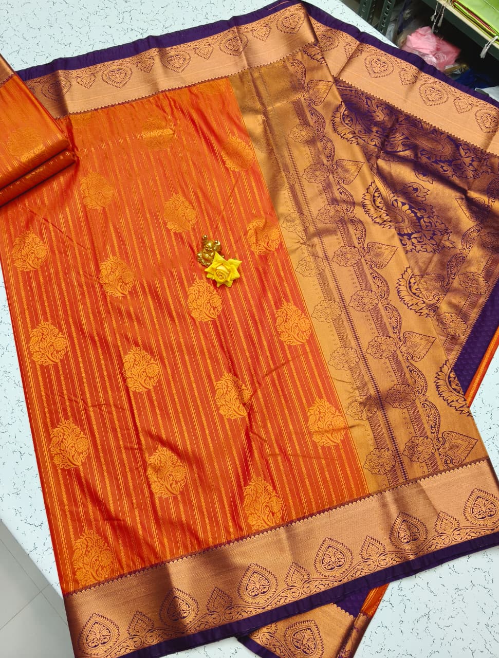 Vaira Oosi Orange Silk Bridal Saree