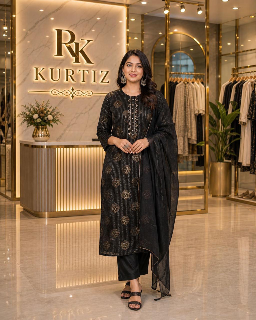 Designer Kurti Set with Pant & Dupatta
