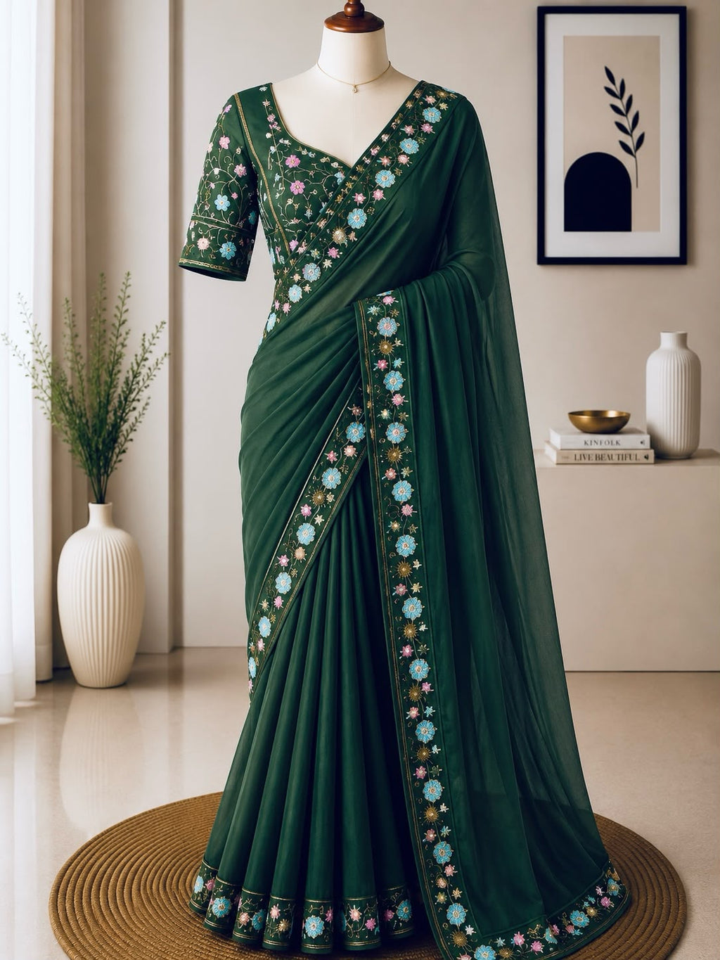 Premium Party Wear Embroidered Saree