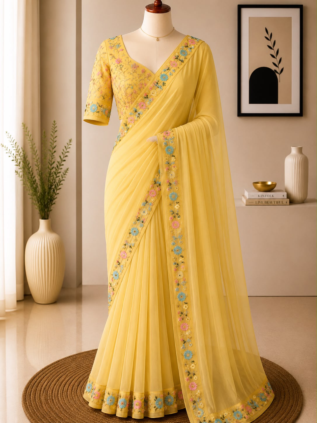 Premium Party Wear Embroidered Saree