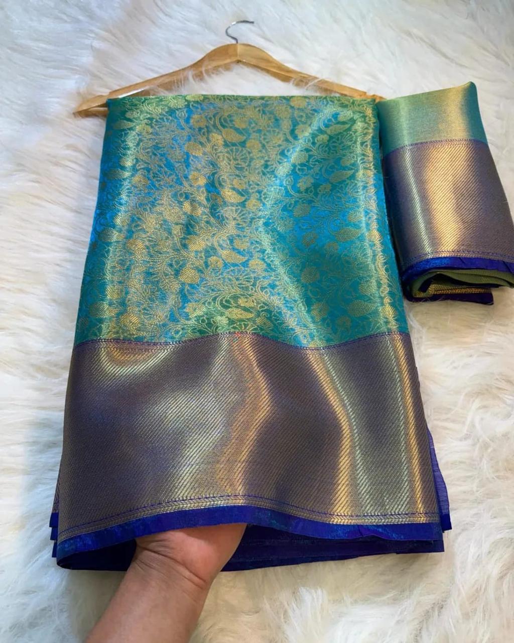Party Wear Semi Tissue Silk Saree