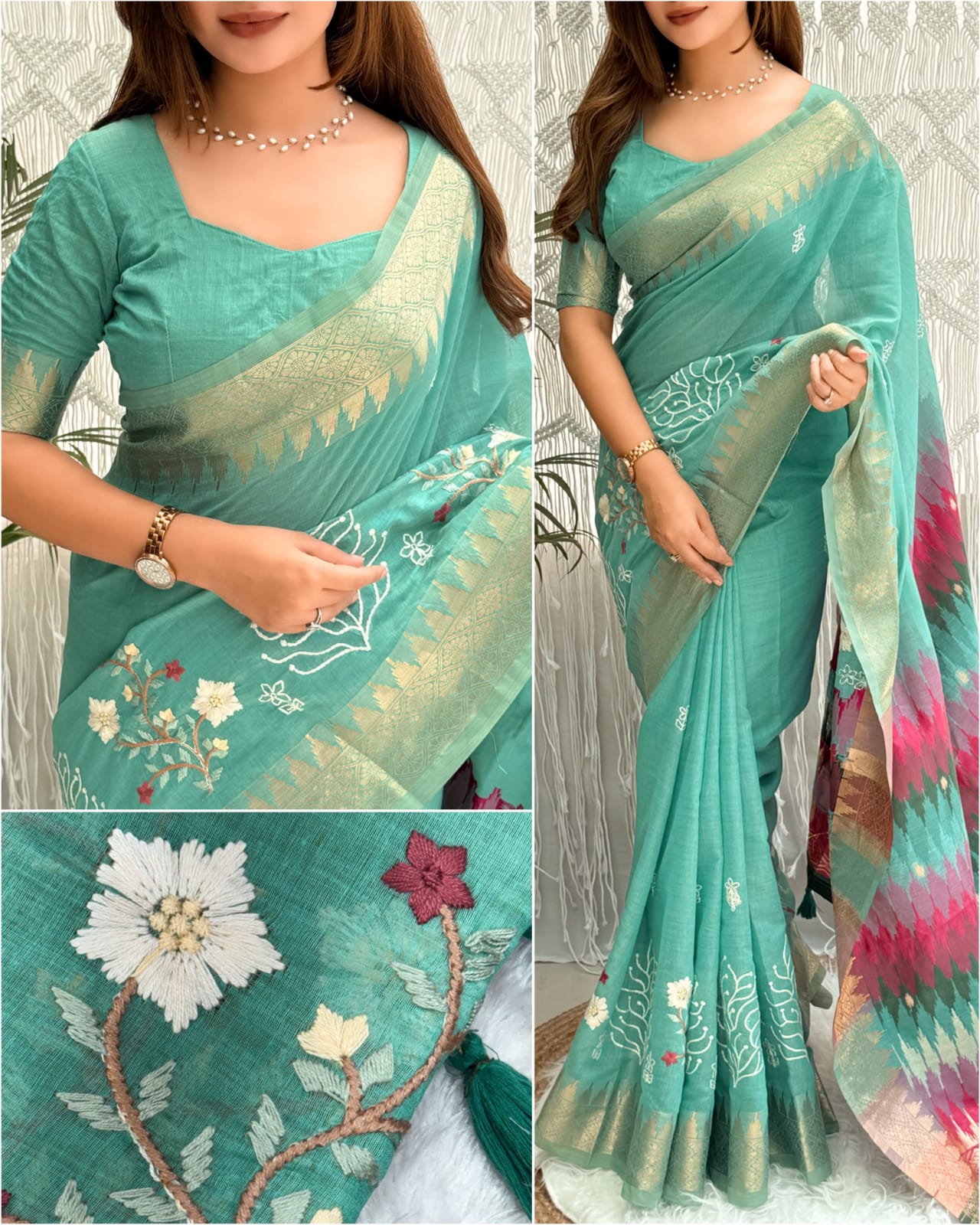 Designer Tussar Cotton Saree