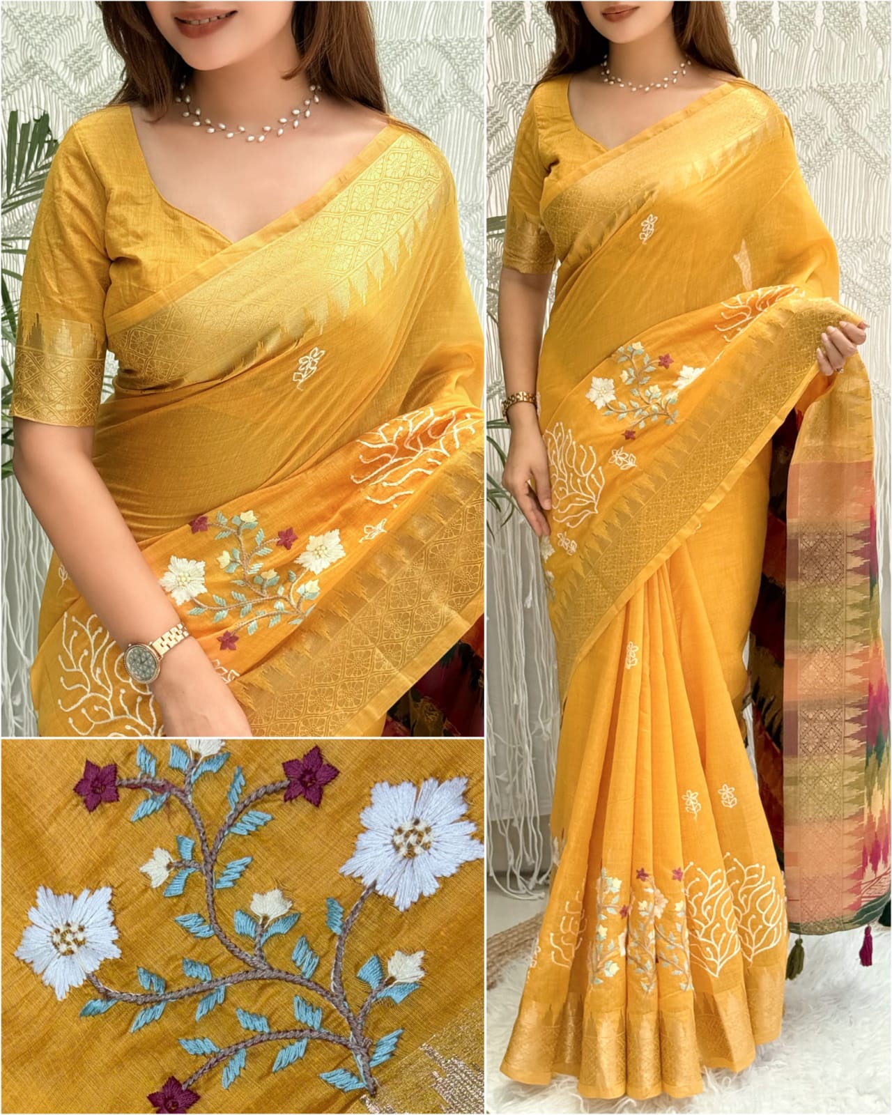 Designer Tussar Cotton Saree
