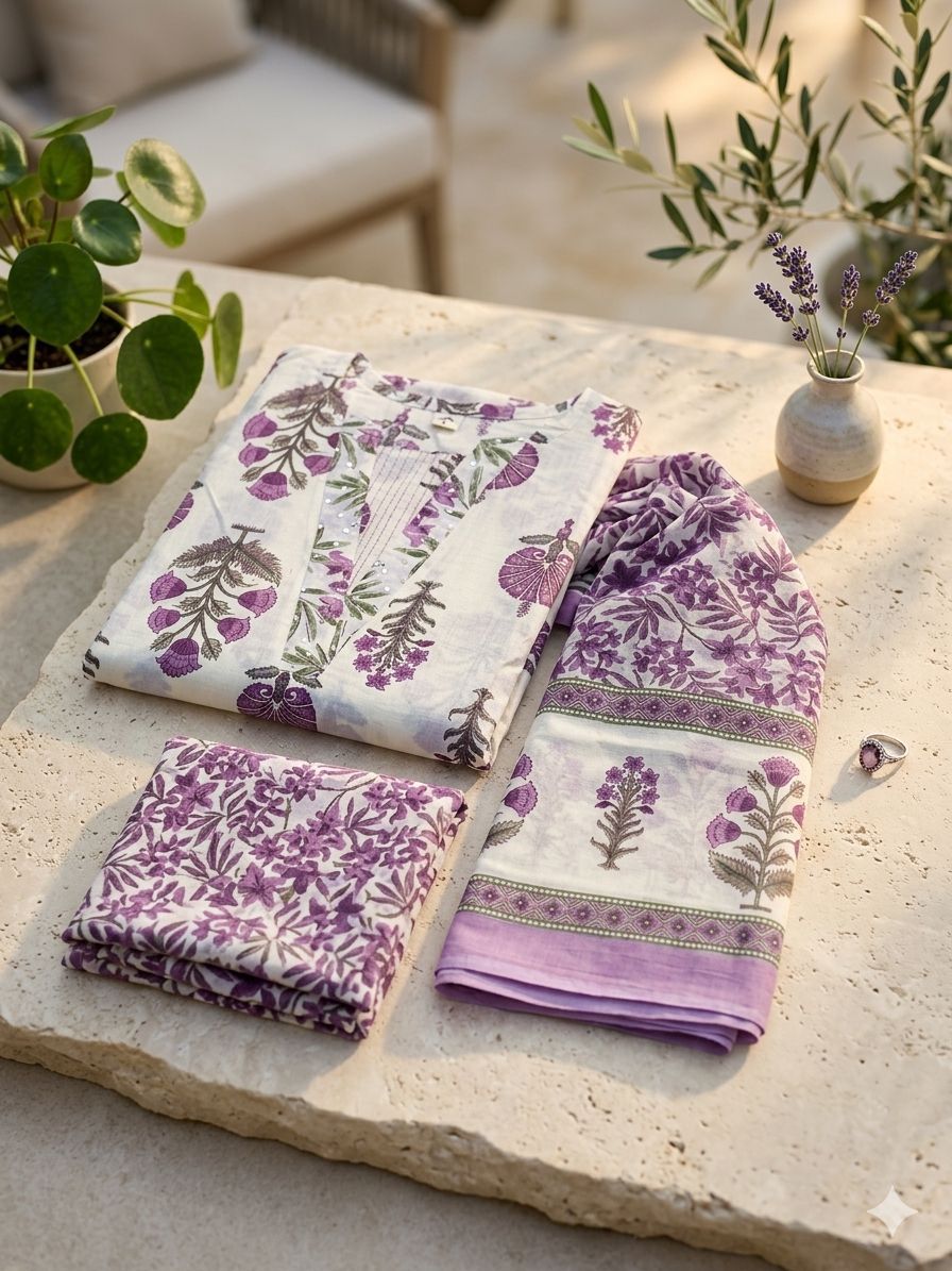 Cotton Camric 3-Piece Suit Set