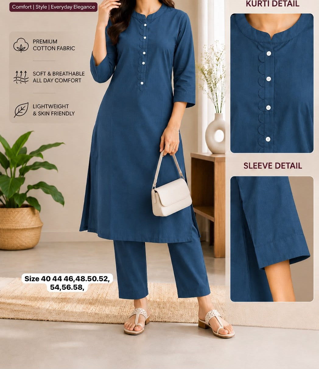 Dabu Cotton Kurti and Pant Set