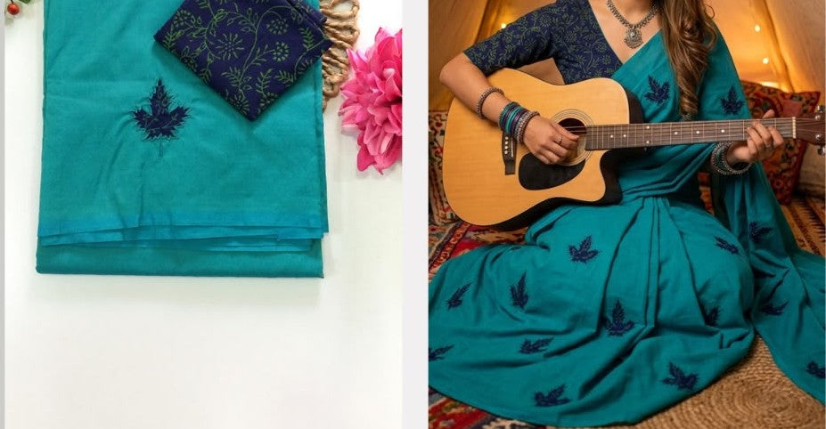 Southcottonix Applique Work Saree