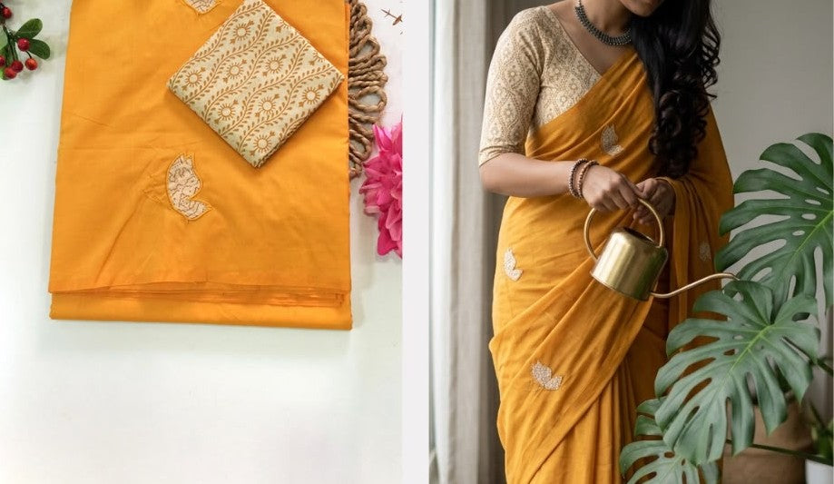Southcottonix Applique Work Saree